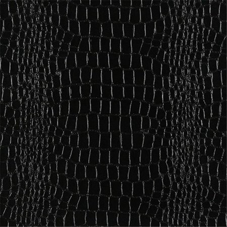 FINE-LINE 54 in. Wide Black; Shiny Alligator Upholstery Faux Leather FI266549